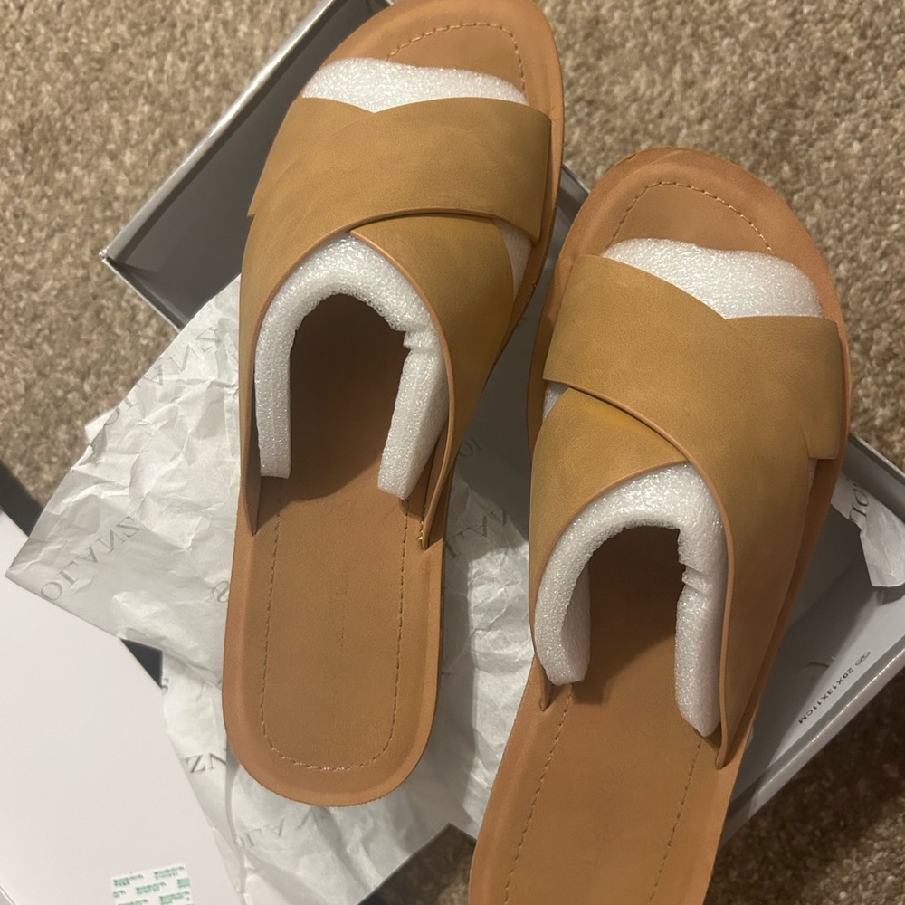 Tan Women's Slide Sandals